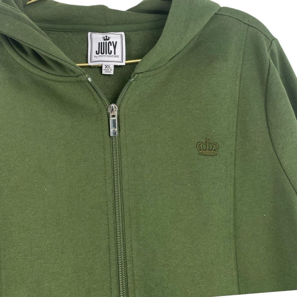 Juicy Couture Womens Size XL Green Zip Up Hooded Jacket 222 - Picture 3 of 7